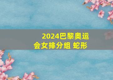 2024巴黎奥运会女排分组 蛇形